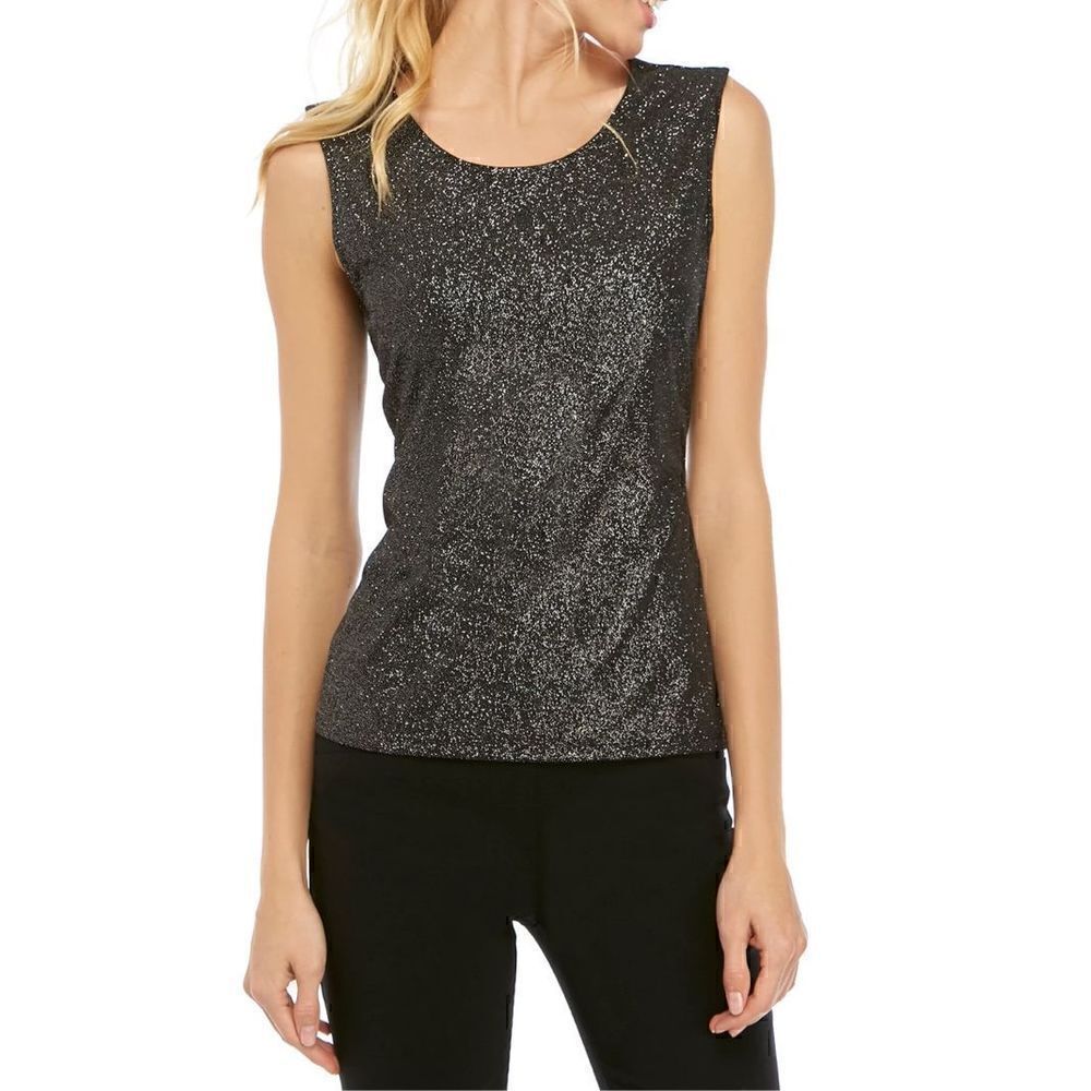 CHAUS Women's Sleeveless Dot Sparkle Top